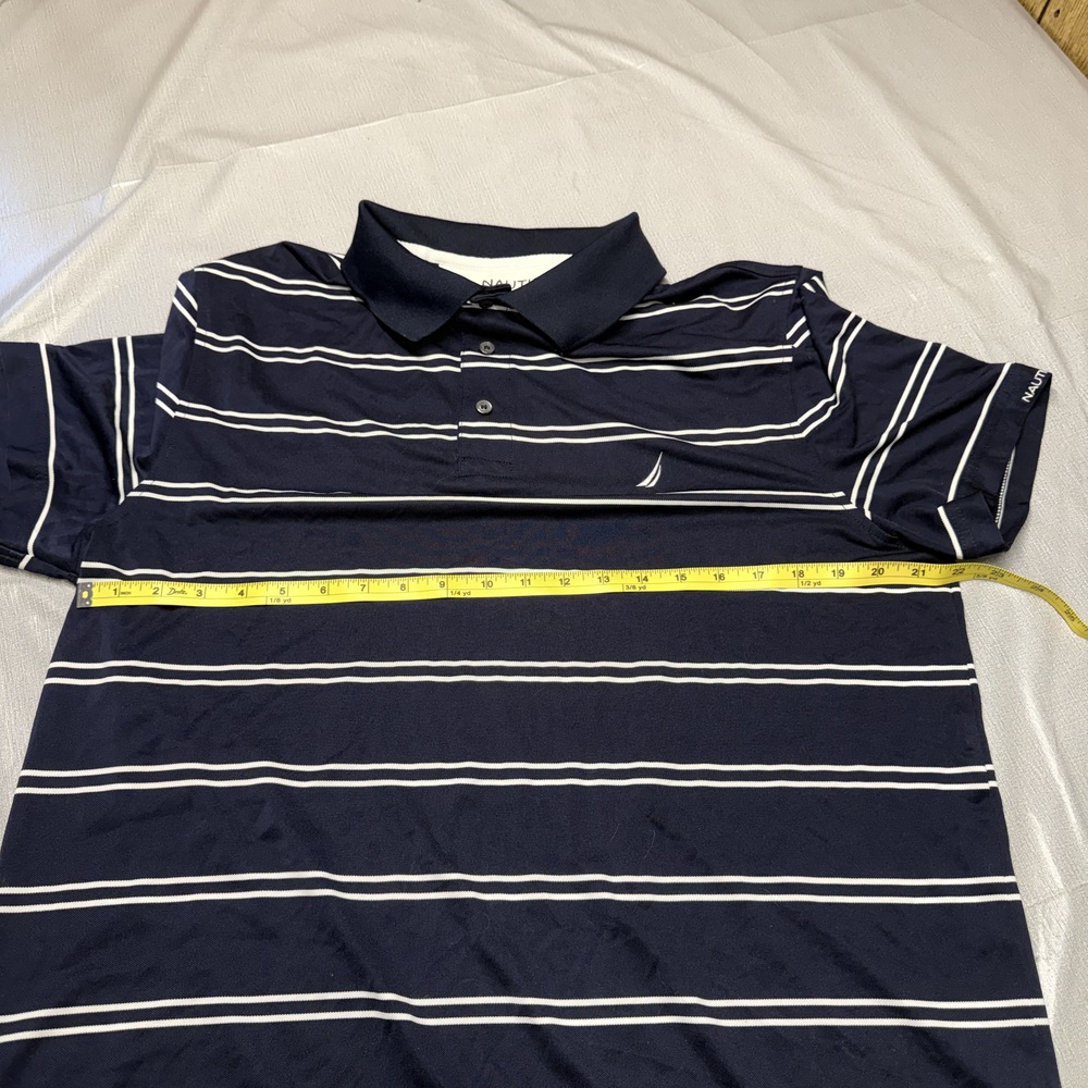 Nautica Mens XL Navy Striped Polo Shirt Tech Pique - Picture 5 of 9